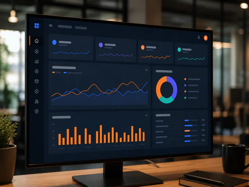 SaaS dashboard UI design with charts, cards, and clear navigation